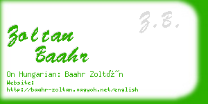 zoltan baahr business card